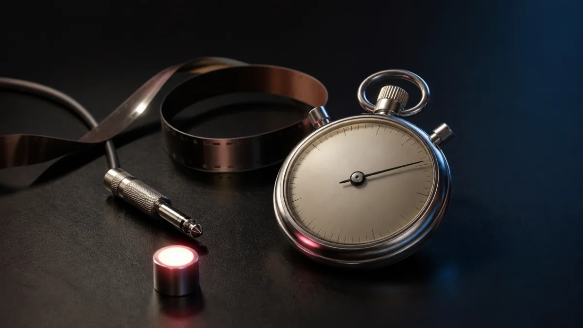 Precision stopwatch and audio cable for the Sound Forge trial guide cover